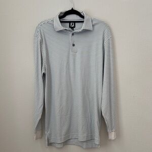 FootJoy Men's Striped Polo Shirt - Light Blue and White